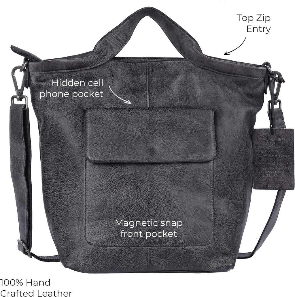 Leather Tote Bag for Women with Crossbody Strap O685954