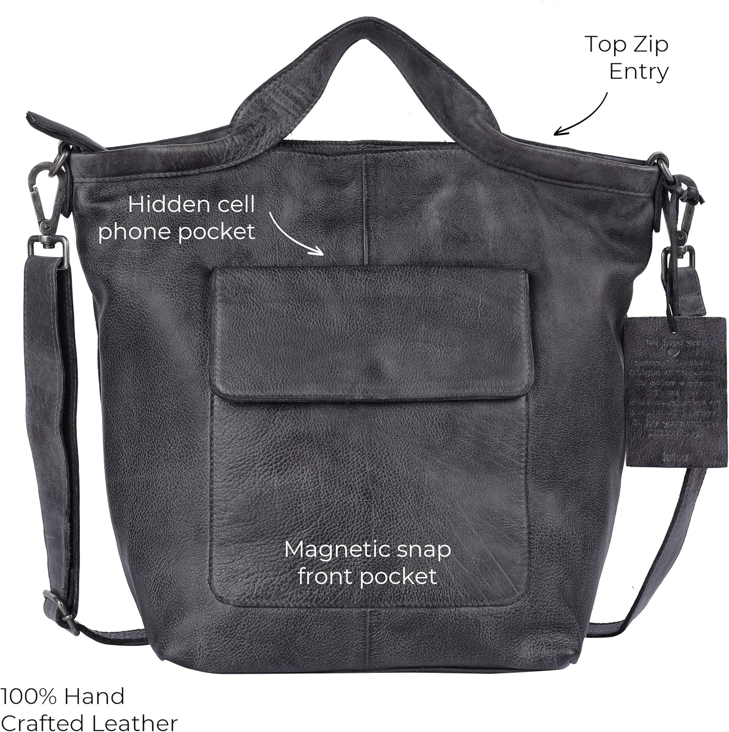 Leather Tote Bag for Women with Crossbody Strap O685954