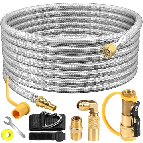 12FT Stainless Steel Quick Connect Propane Hose for RV to Gas Grill M8736