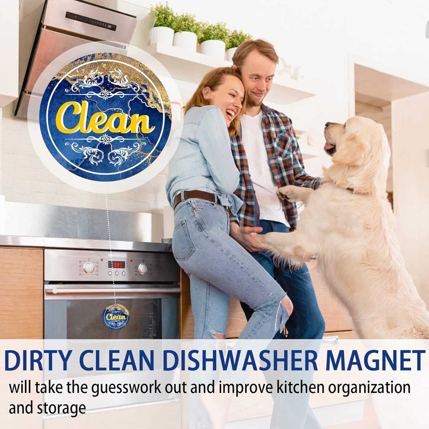 Dishwasher Magnet Clean Dirty Sign for Kitchen Organization Q545146