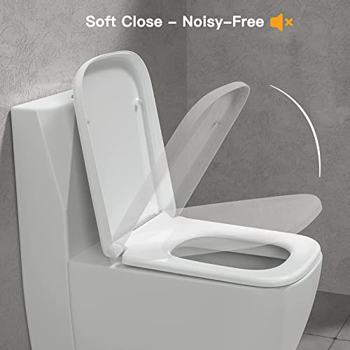 Soft Close Square Toilet Seat with Quick-Release Hinges N209897