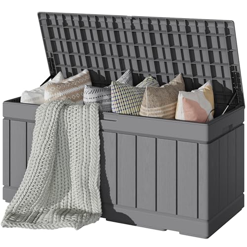 30 Gallon Waterproof Resin Deck Box for Outdoor Patio and Garden Storage Q30388