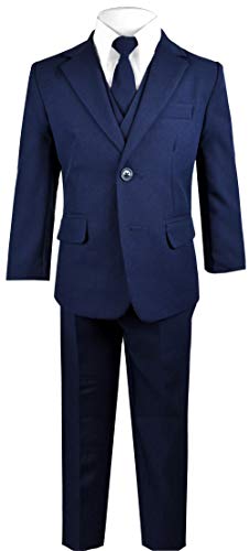 Black n Bianco Boys Solid Suit and Tie Formal Outift