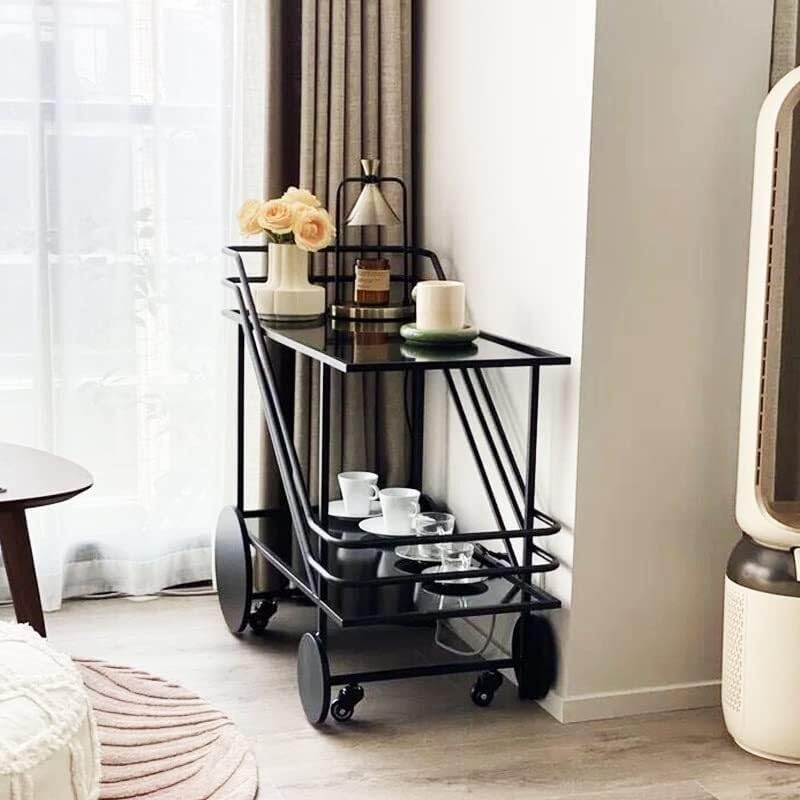 Kitchen Storage Trolley on Wheels with Glass Shelf S82398