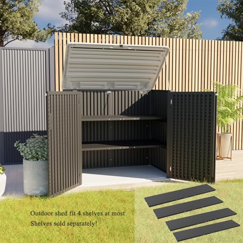 Horizontal Outdoor Storage Shed, 47 Cu.ft Resin Waterproof Cabinet for Garden Patio Backyards F5157