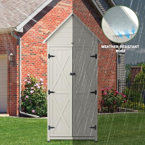 Outdoor Storage Shed with Floor and Adjustable Shelves D415352