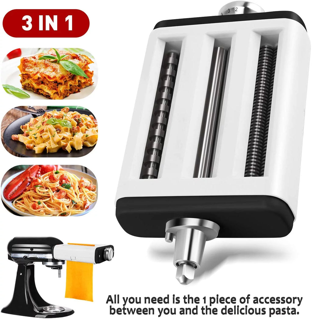 Pasta Maker Attachment for Stand Mixer, 3 in 1 with Roller and Cutters E141