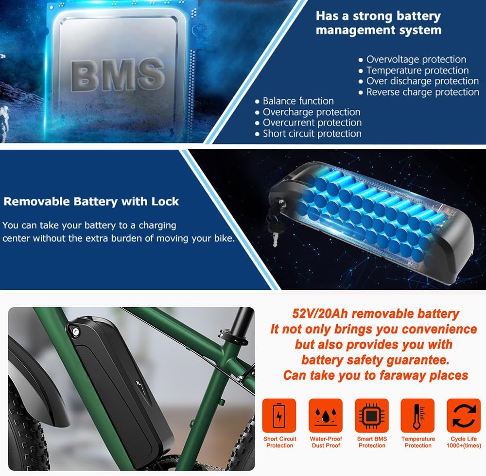 50V20Ah Lithium Downtube Ebike Battery with 35A BMS and 3A Charger X75558