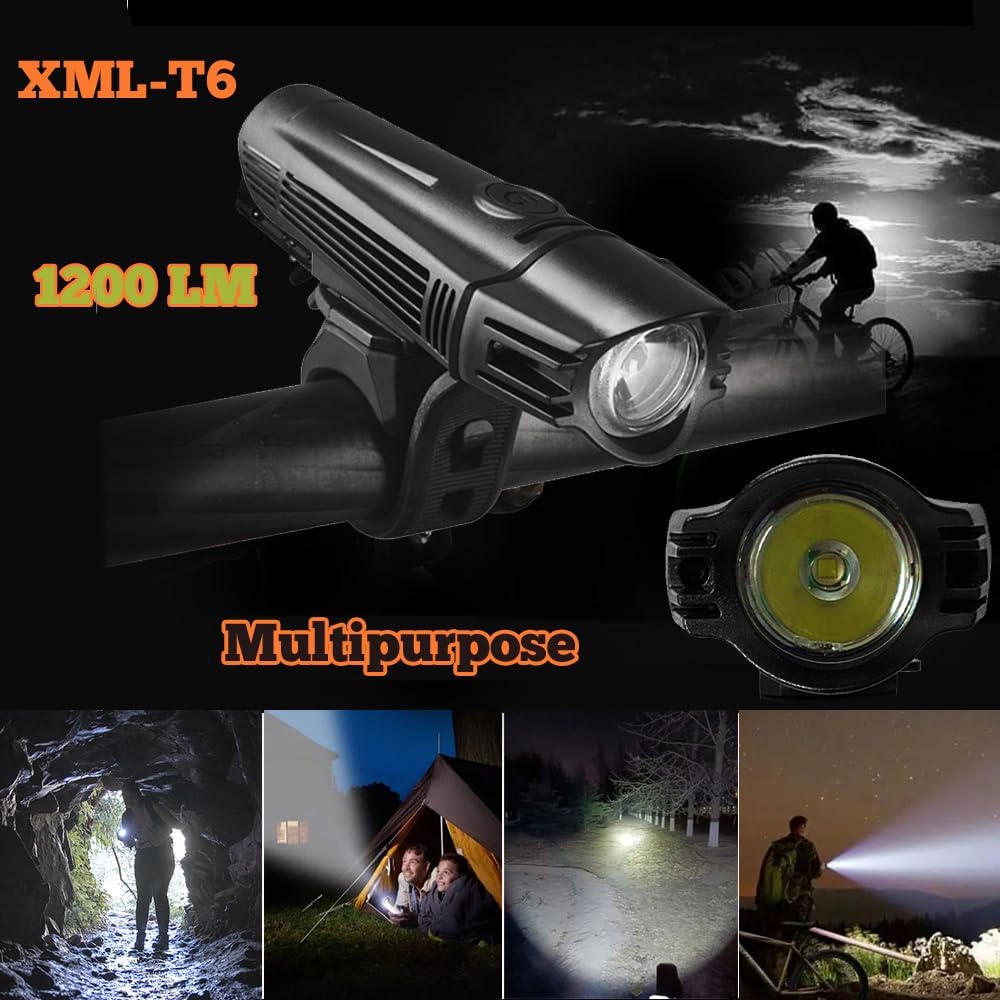 Bike Light Set Front and Rear, LED, 360° Rotatable, Rechargeable, Waterproof S222484