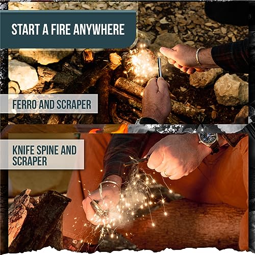 Survival Camping Knife with Fire Starter, Sheath, and Paracord K659552
