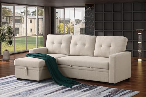 4-in-1 Convertible L Shaped Couch with Pull Out Bed and Storage Z983