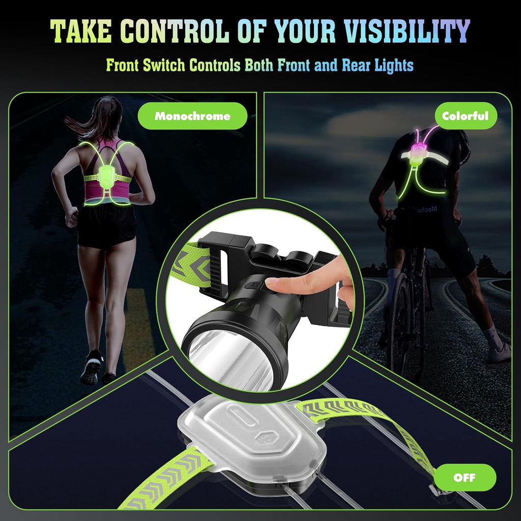 Reflective Running Vest with LED Lights, Rechargeable, Adjustable for Men Women Kids Z564396