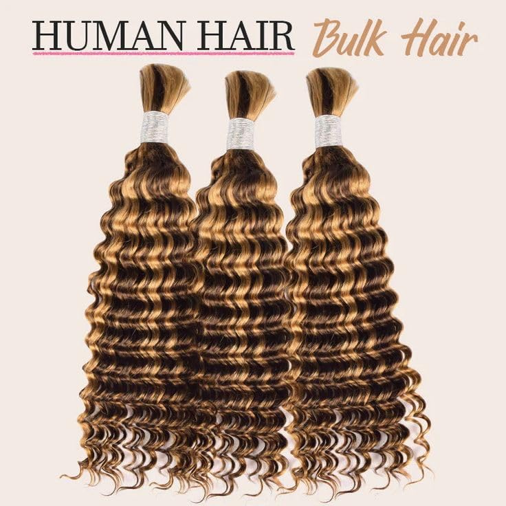 Deep Wave Bulk Human Hair for Braiding, 100g, No Weft H64610