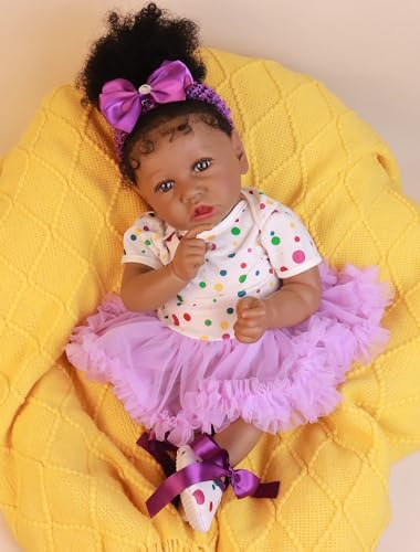 22.8 Inch Realistic African American Baby Doll with Soft Body K201