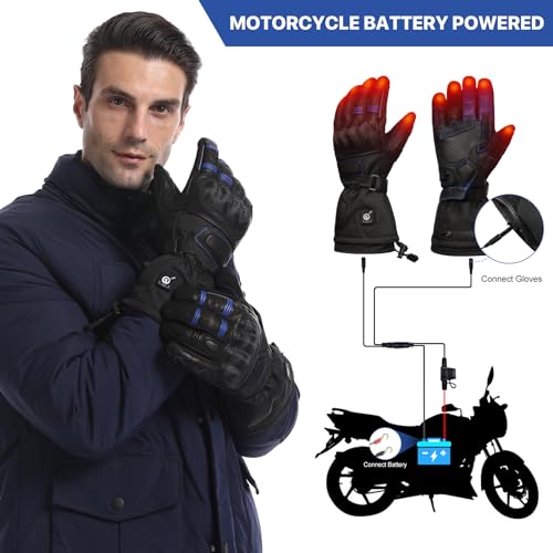 Heated Motorcycle Gloves for Men Women, Waterproof Windproof with 12V Charging Cord O591541