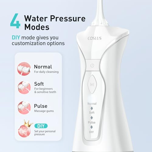 Water Dental Flosser Pick for Teeth: 4 Modes Cordless Portable 300ML IPX7 Waterproof Oral Irrigator C88775