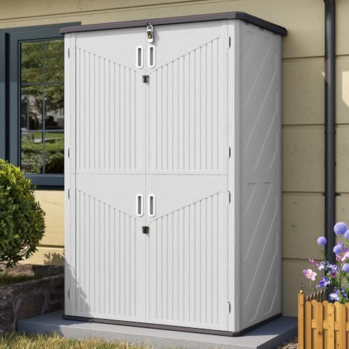 Outdoor Storage Shed with Floor, Waterproof Vertical Cabinet I260366