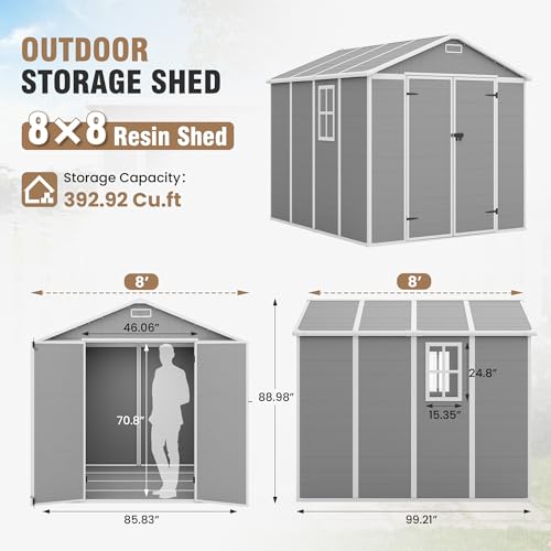 Outdoor Storage Shed 6x6 FT Resin with Floor and Lockable Door Z166