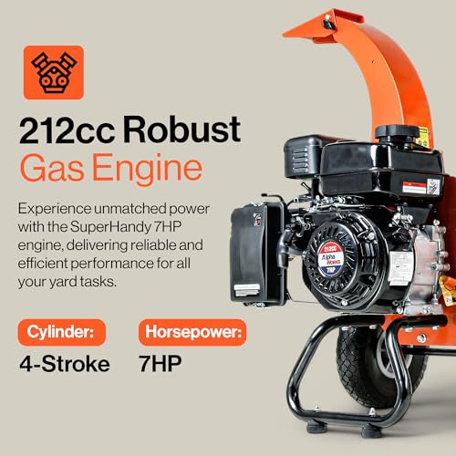 Mini Wood Chipper Shredder Mulcher 7HP 3 Inch Max Capacity Z1939
