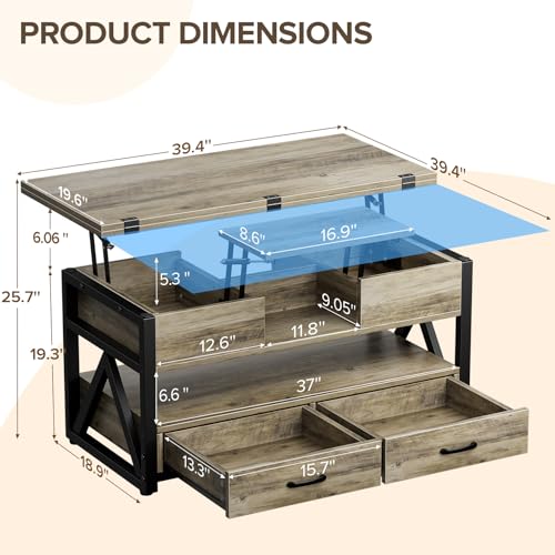 Lift Top Coffee Table with Storage Drawers L3789