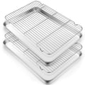 Vesteel Extra Large Baking Sheet and Rack Set of 4 ( 2 Pans + 2 Cooling Racks ), Stainless Steel Cookie Half Sheet Pan Rectangle - 20''x14''x1''