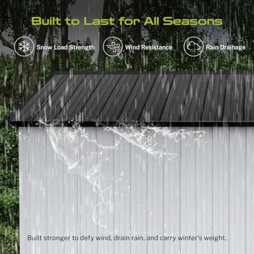 10 x 8 ft Outdoor Storage Shed, Metal Building with Windows and Lockable Doors, Grey Q206