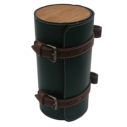 Leather Bike Handlebar Bag with Wood Accent, Retro Saddle Rear Pouch for MTB Road Bike U477644