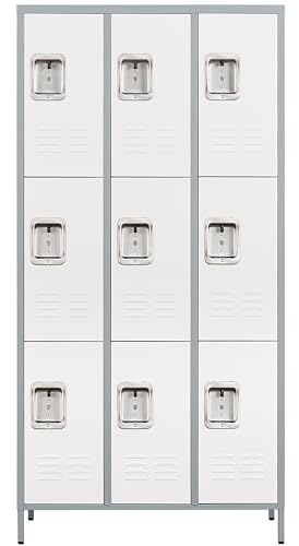 Vintage Metal Locker with Hooks, Lockable Single Door Storage M901