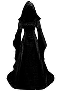 Medieval Victorian Dress for Women, Vintage Witch Halloween Costume with Hood W9109