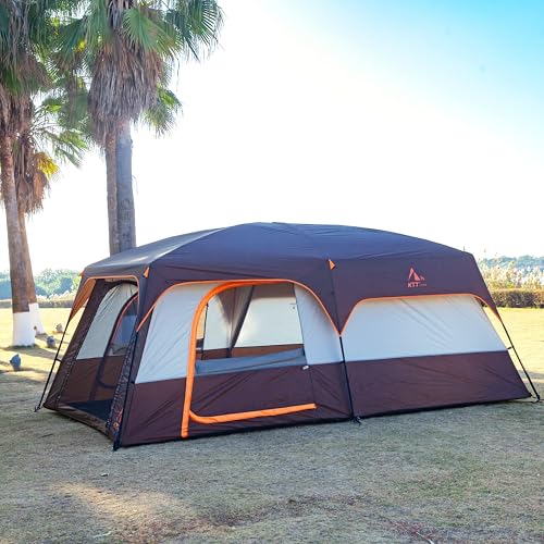 Extra Large Family Cabin Tent 2 Rooms 3 Doors 3 Windows Waterproof for Camping H460