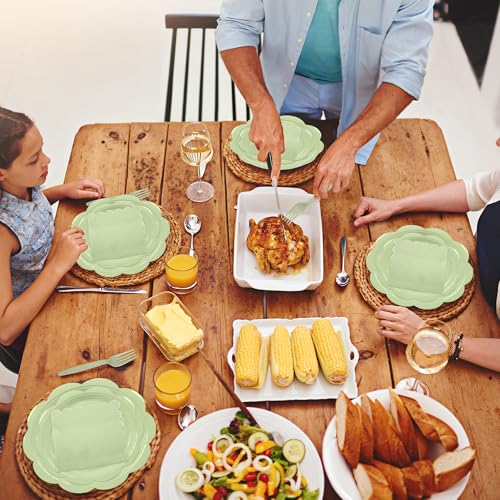 Ivory Paper Plates and Napkins Set for 50 Guests, Disposable Tableware with Utensils M509