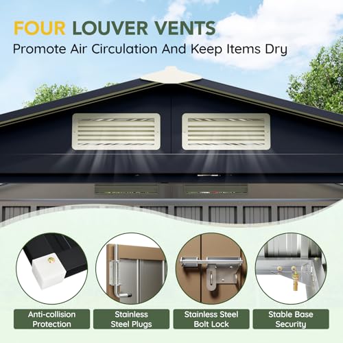 Outdoor Steel Storage Shed with Lockable Doors and Window L987864