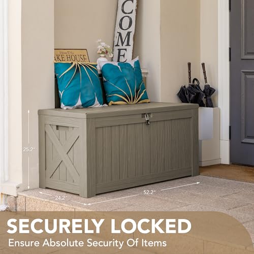 Outdoor Resin Deck Box 120 Gallon Waterproof Lockable F693676