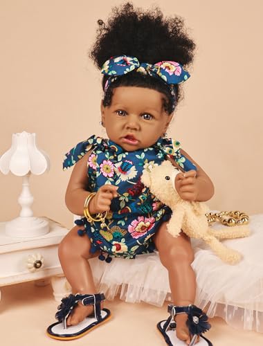 22.8 Inch Realistic African American Baby Doll with Soft Body K201