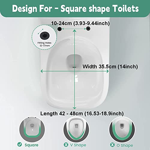 Soft Close Toilet Seat, White Square, Quick Release O1589