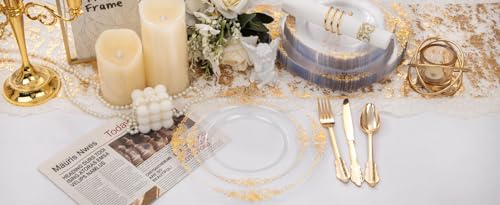 Gold Plastic Dinnerware Set for 50 Guests N48810