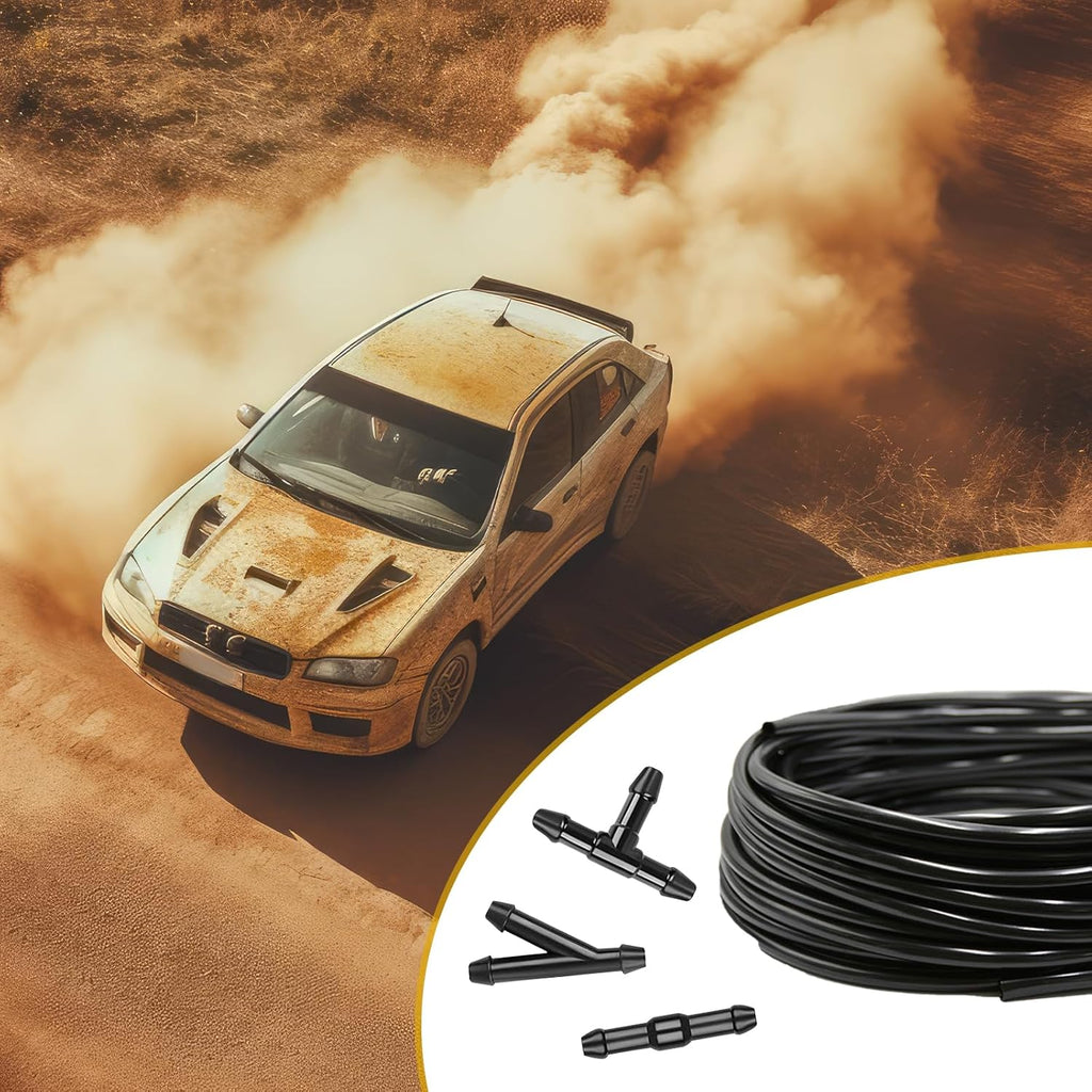 Car Windshield Washer Hose Kit with Connectors, 13Ft Rubber Hose C29805