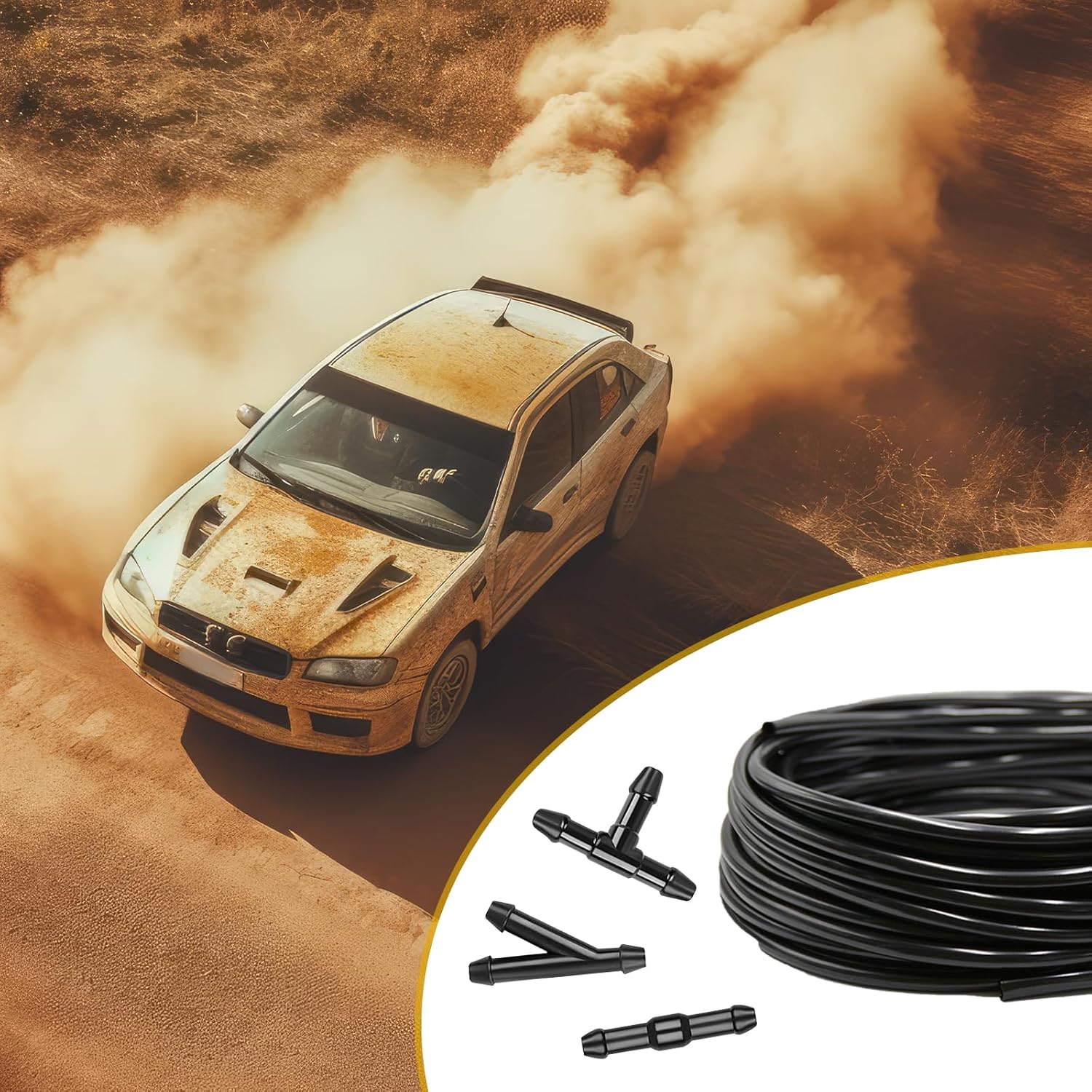 Car Windshield Washer Hose Kit with Connectors, 13Ft Rubber Hose C29805