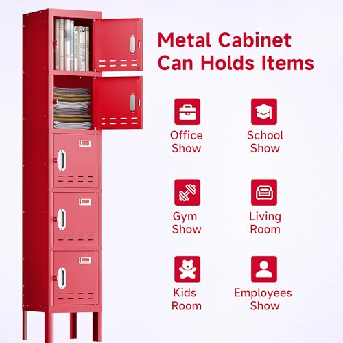 Metal Storage Cabinet, 5 Doors, Blue W429