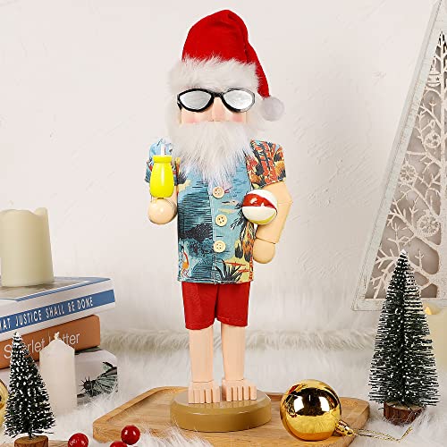 14 Inch Christmas Nutcracker Figures, Wooden Santa Chef Holding Gingerbread Men, Tabletop Centerpiece Decor R14704