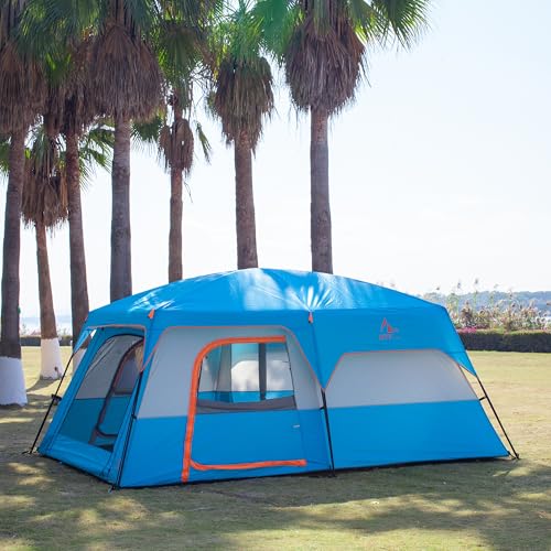 Extra Large Family Cabin Tent 2 Rooms 3 Doors 3 Windows Waterproof for Camping H460