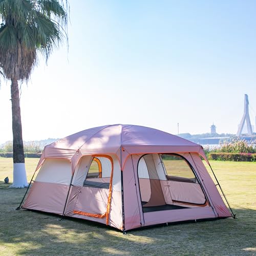 Extra Large Family Cabin Tent 2 Rooms 3 Doors 3 Windows Waterproof for Camping H460