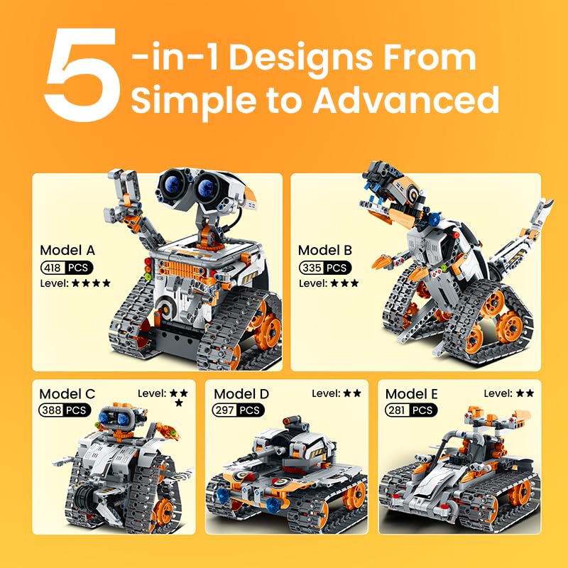 Robot Building Kit with Remote Control STEM Gifts for Boys Ages 8-12, 488 Pieces - Blue P464