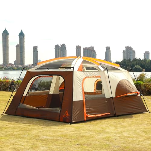Extra Large Family Cabin Tent 2 Rooms 3 Doors 3 Windows Waterproof for Camping H460
