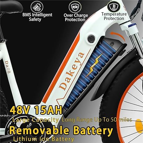 Electric Bike for Adults, 1000W Brushless Motor, 48V 15AH Removable Battery, 26" Fat Tire W393