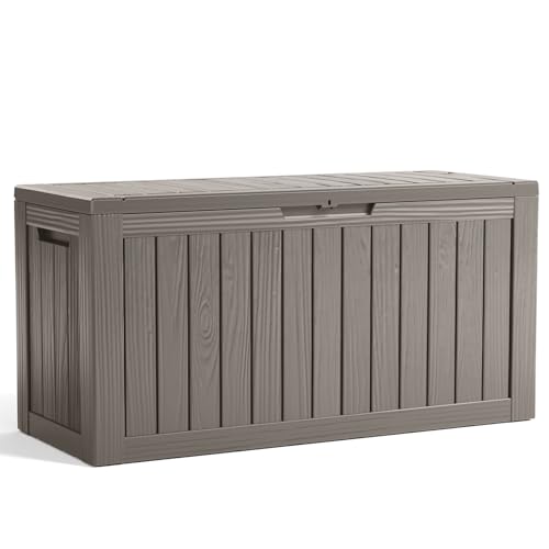 100 Gallon Resin Deck Box, Lockable Patio Outdoor Storage, Waterproof - Black F75230