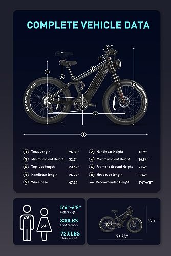 Electric Bike for Adults Fat Tire 750W 20AH Removable Battery 26 Inch Full Suspension E92138