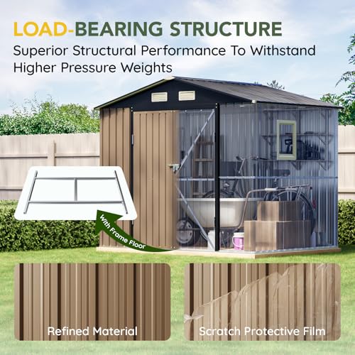 Outdoor Steel Storage Shed with Lockable Doors and Window L987864