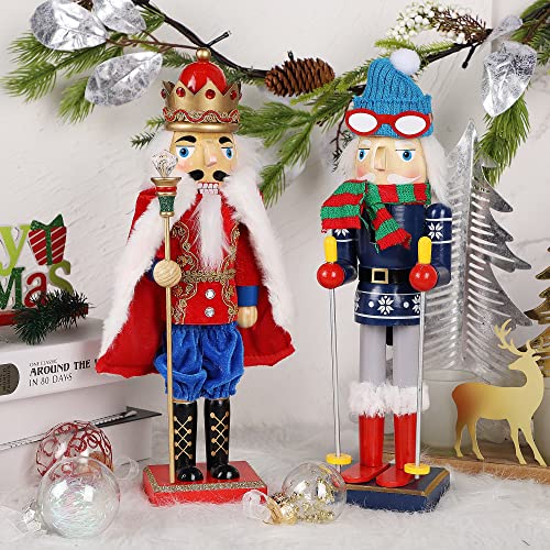14 Inch Christmas Nutcracker Figures, Wooden Santa Chef Holding Gingerbread Men, Tabletop Centerpiece Decor R14704