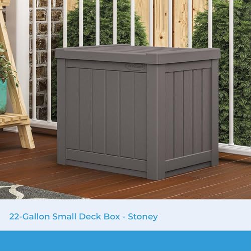 Outdoor Storage Box 22 Gallon Resin Deck Box with Flat-Lid Bench Seating B591